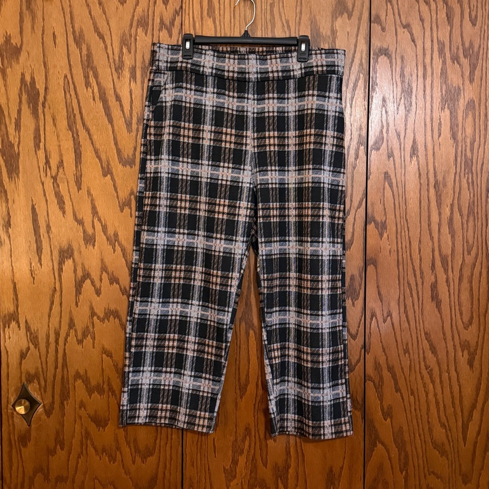 Liverpool Los Angeles Plaid Ankle Pants Size 16 Pull On Stretch Career